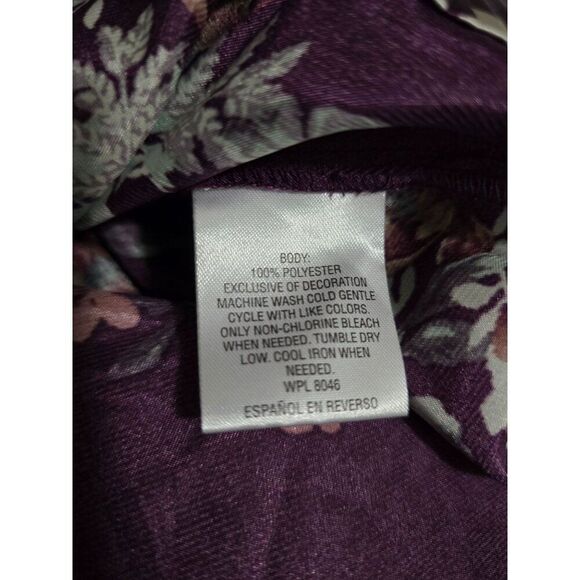 Floral Satin Kimono Robe With Waist Tie Purple & Pink Womens Medium fairycore - Picture 9 of 10